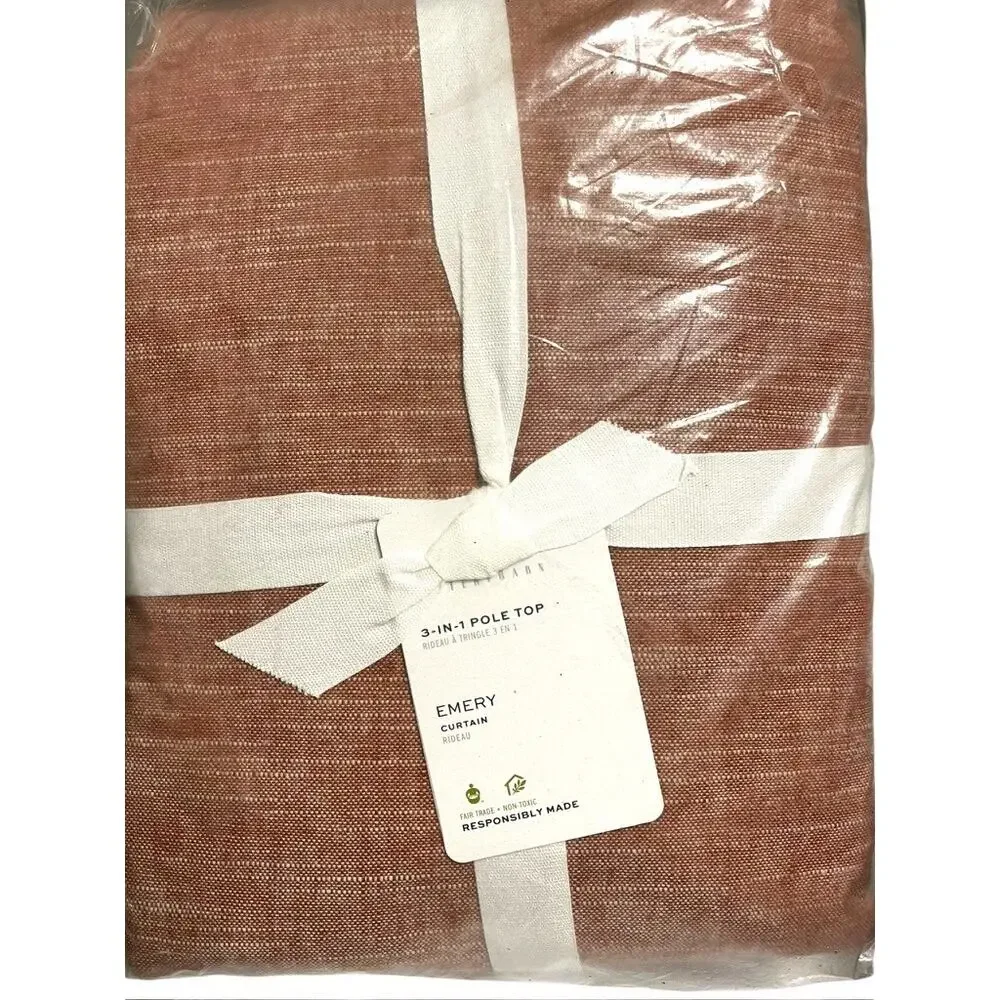 $529 Pottery Barn EMERY Linen Curtain | Brick Red, 100 x 120